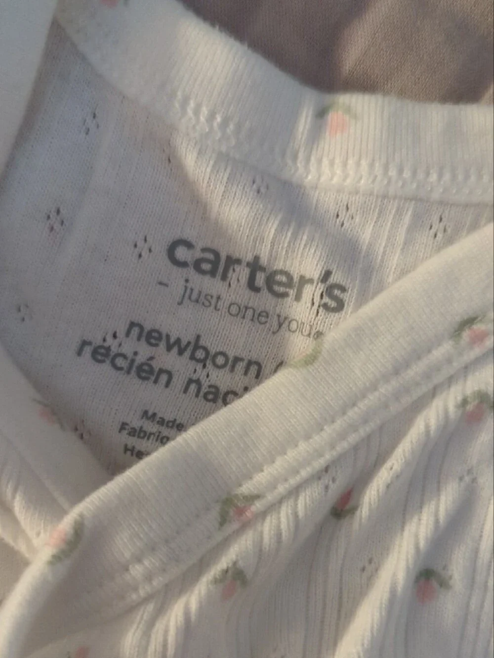 Carter's Pink Ribbed & Cream Floral Baby Footie Trio